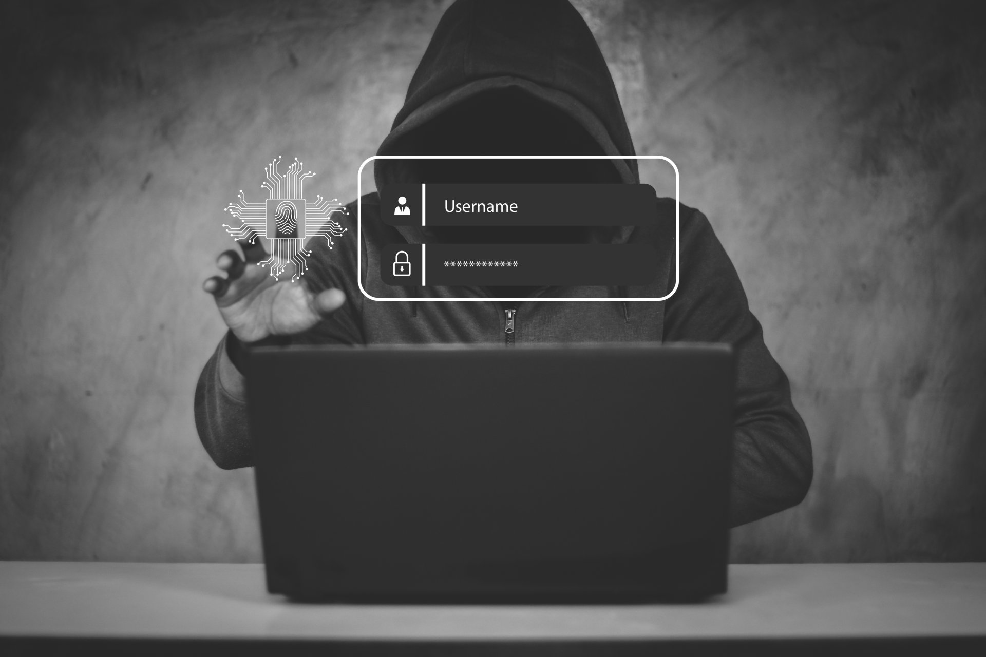 Ilustračný obrázok hackera skúšajúceho prelomiť heslo - Kybernetická bezpečnosť - Kybernetická bezpečnosť