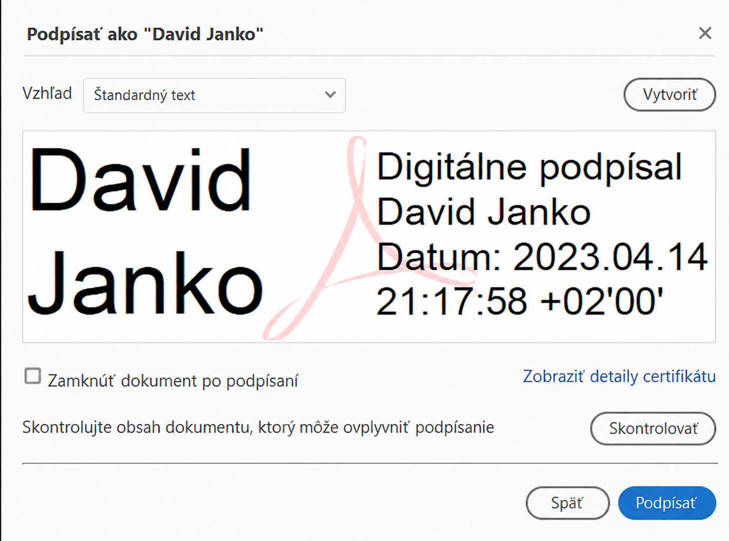 Ukážka elektronického podpisu Davida Janka - Kybernetická bezpečnosť a NIS2