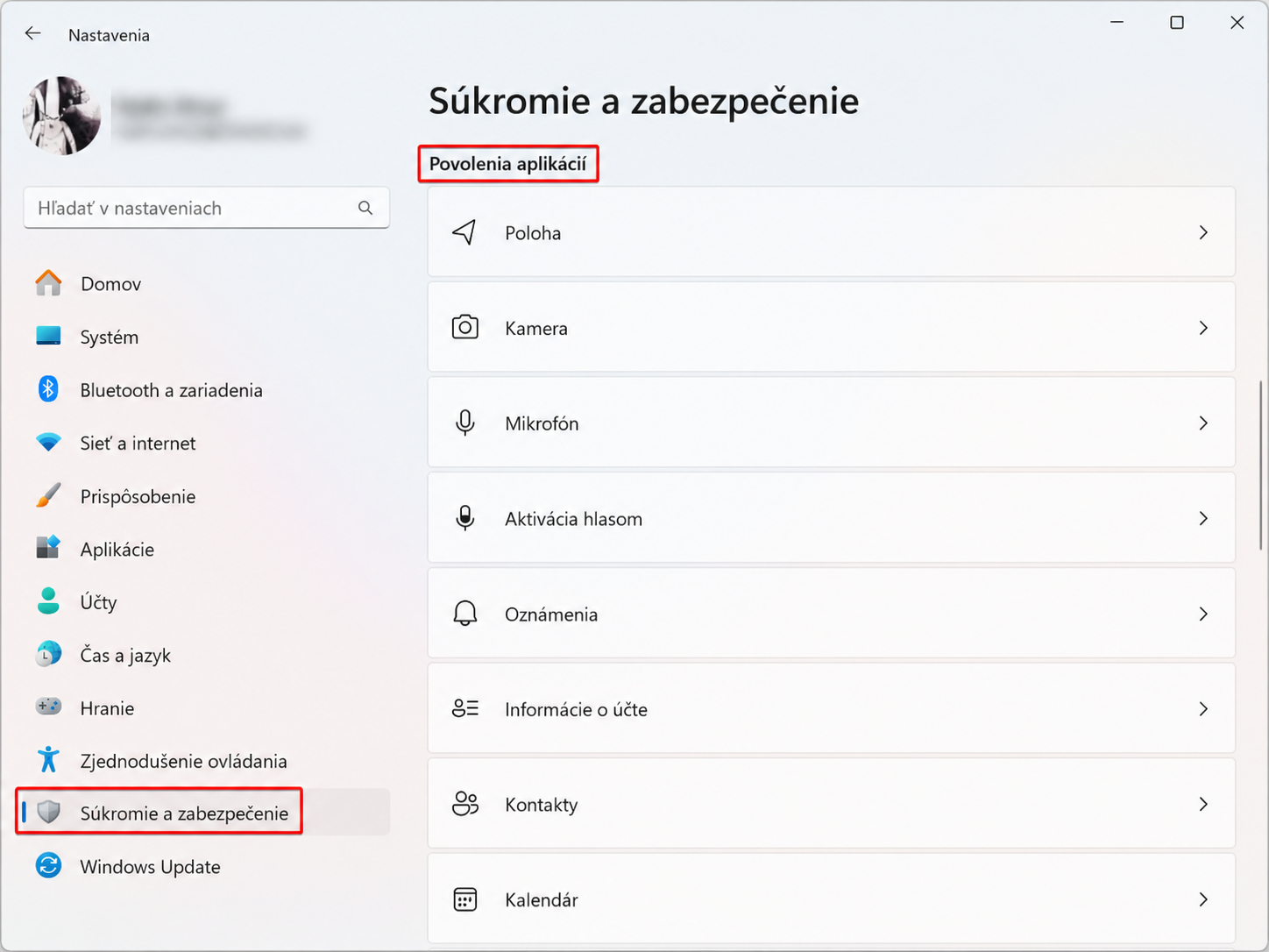 Ponuka Oprávnenia aplikácií v zabezpečení Windows - Kybernetická bezpečnosť a NIS2