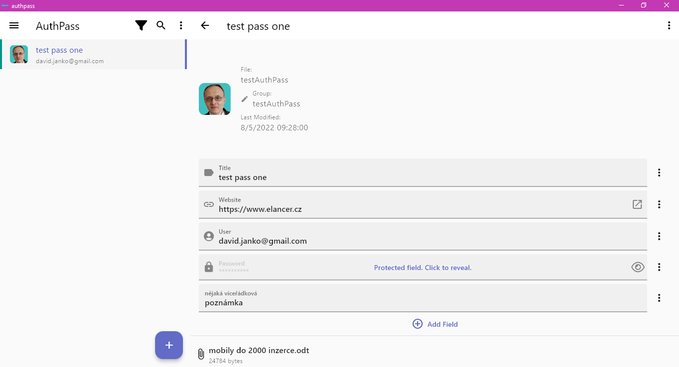Obrázok 4: AuthPass – Prehľad hesiel - Kybernetická bezpečnosť