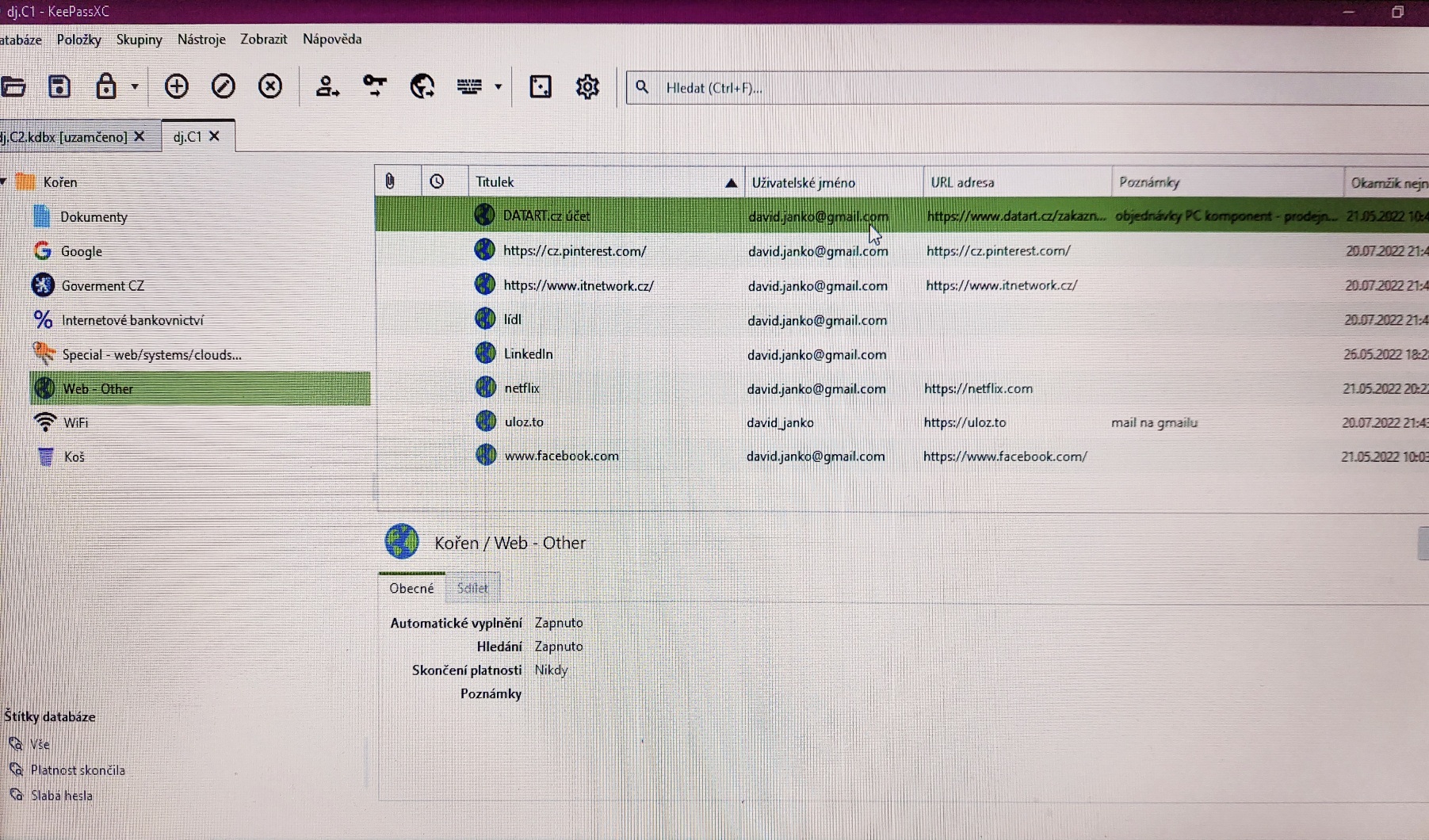 Obrázok 2: KeePassXC – Správa hesiel - Kybernetická bezpečnosť