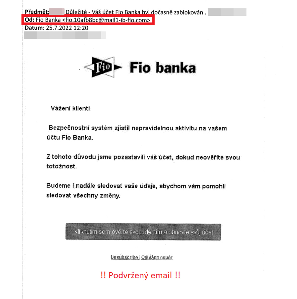 Podvodný e-mail - Význam digitálnych technológií a ich riziká - Význam digitálnych technológií a ich riziká