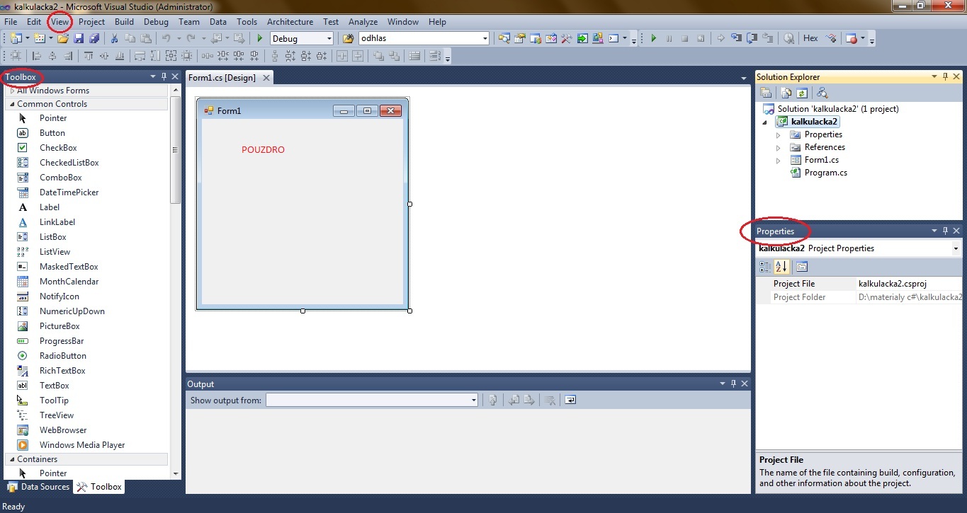 Rozloženie Visual štúdia - Okenné aplikácie v C # .NET vo Windows Forms