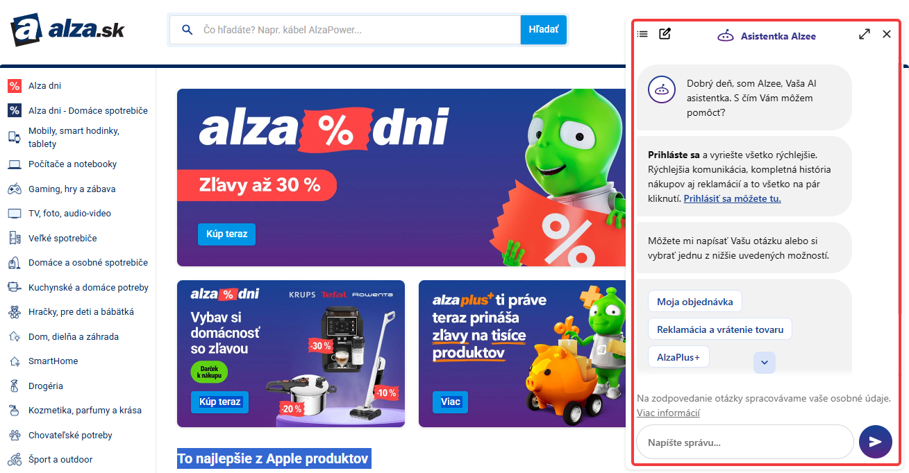 Chatbot Alza - Použitie AI v aplikáciách