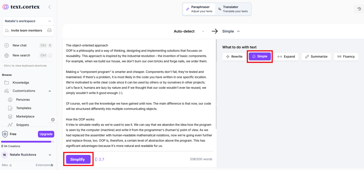 TextCortext – Zadanie zjednodušenia - AI - Majstrovstvá produktivity s umelou inteligenciou