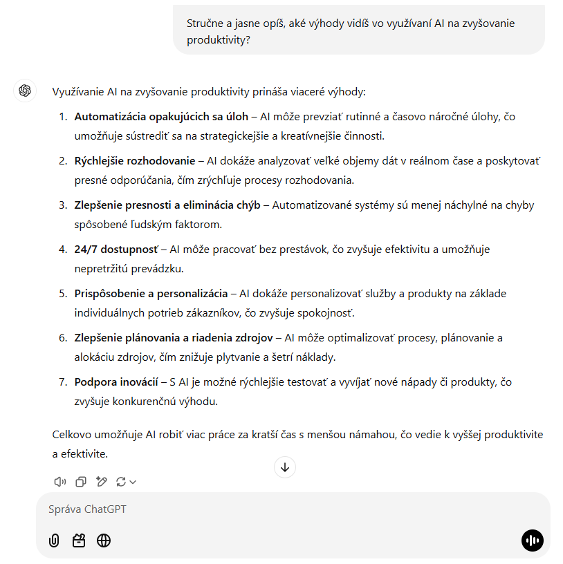 Ukážka promptu - Základy umelej inteligencie