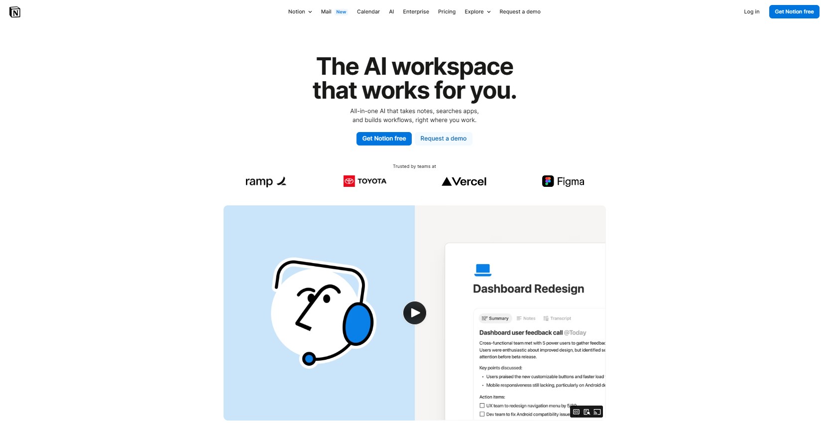 Notion homepage - Použitie AI v aplikáciách - Použitie AI v aplikáciách