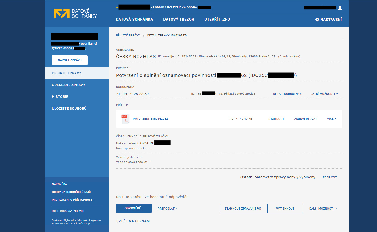 Náhľad správy - Portál občana a dátová schránka - Portál občana a dátová schránka