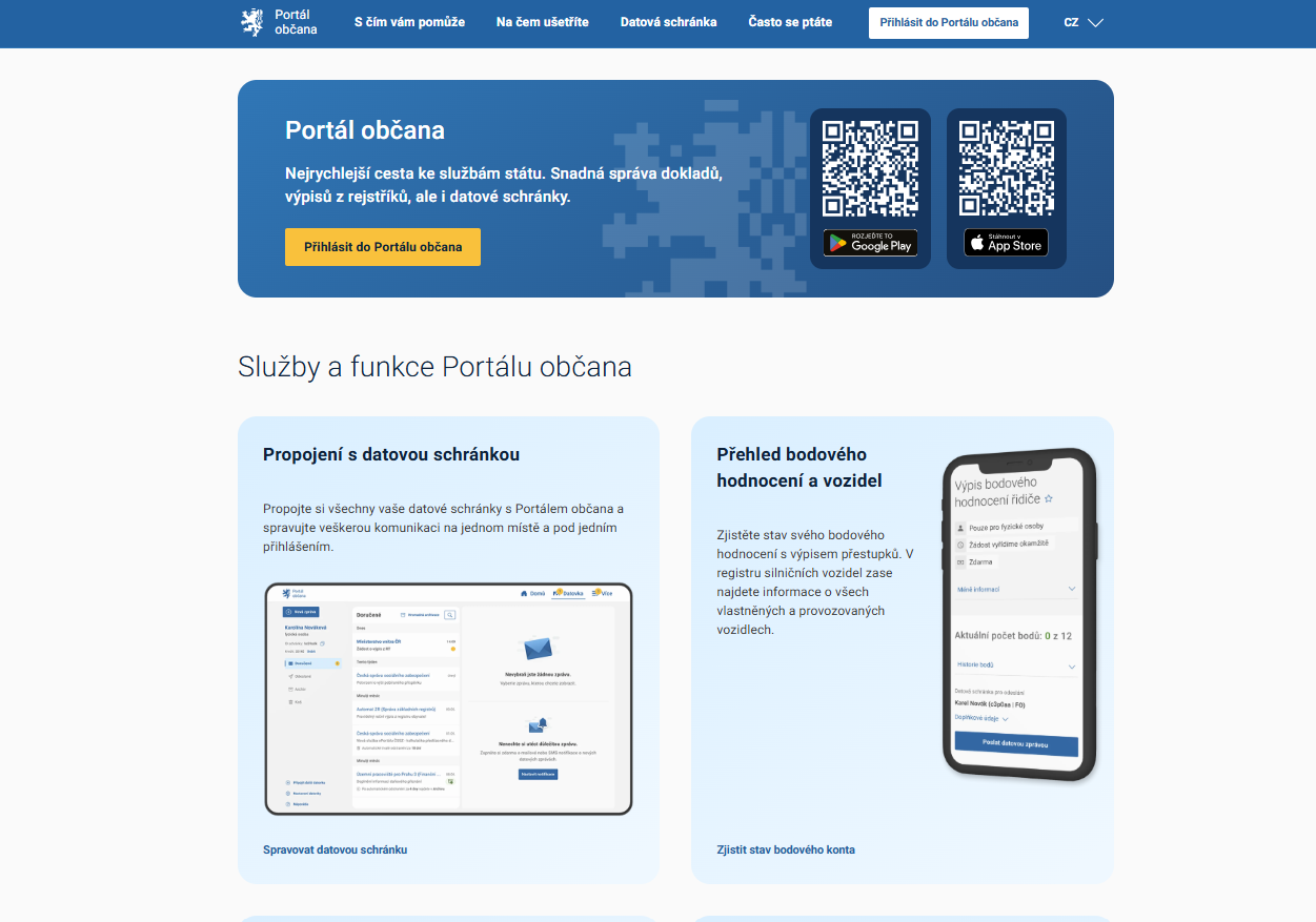 Hlavná stránka Portálu občana - Portál občana a dátová schránka - Portál občana a dátová schránka