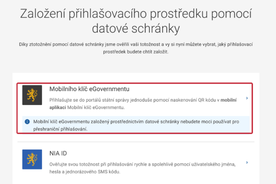 Založenie kľúča eGovernmentu - Elektronická identita občana - Elektronická identita občana