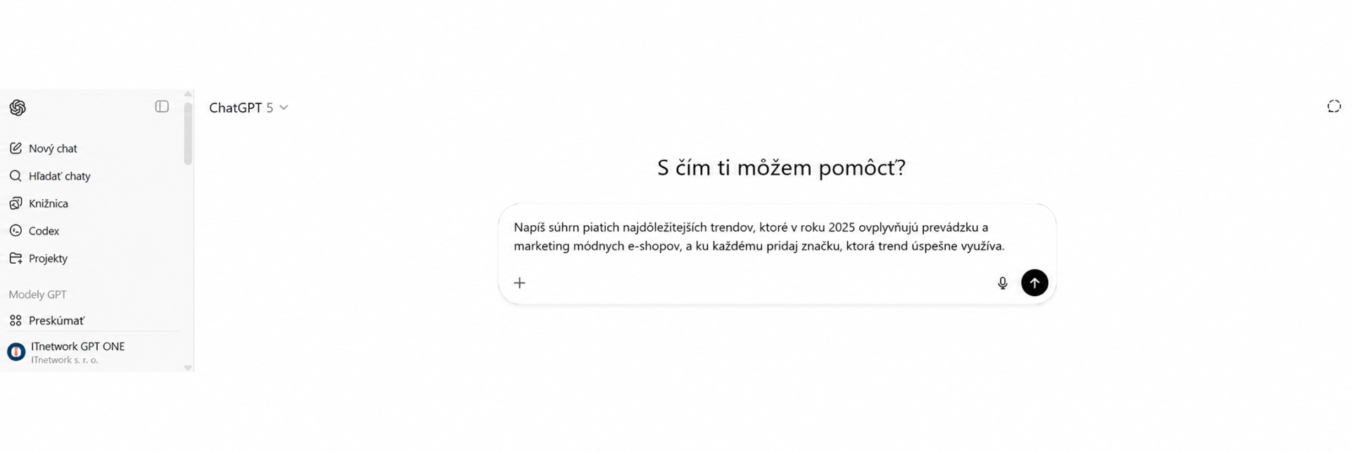 ChatGPT - Projekt e-shop s využitím AI