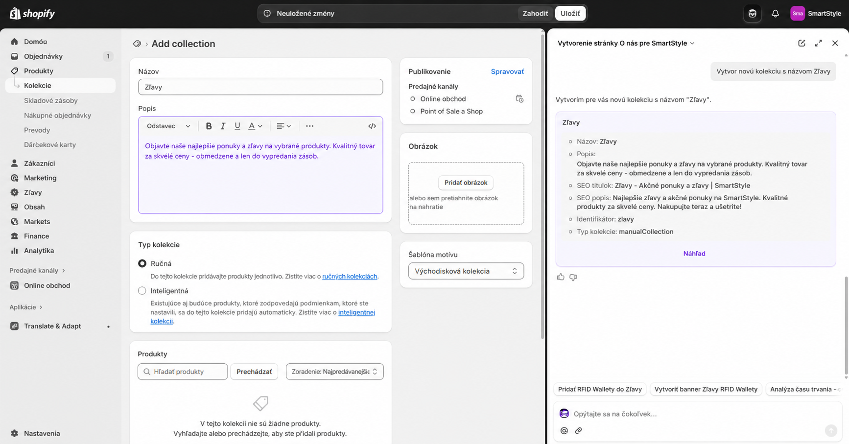Kolekcia Zľavy - Projekt e-shop s využitím AI