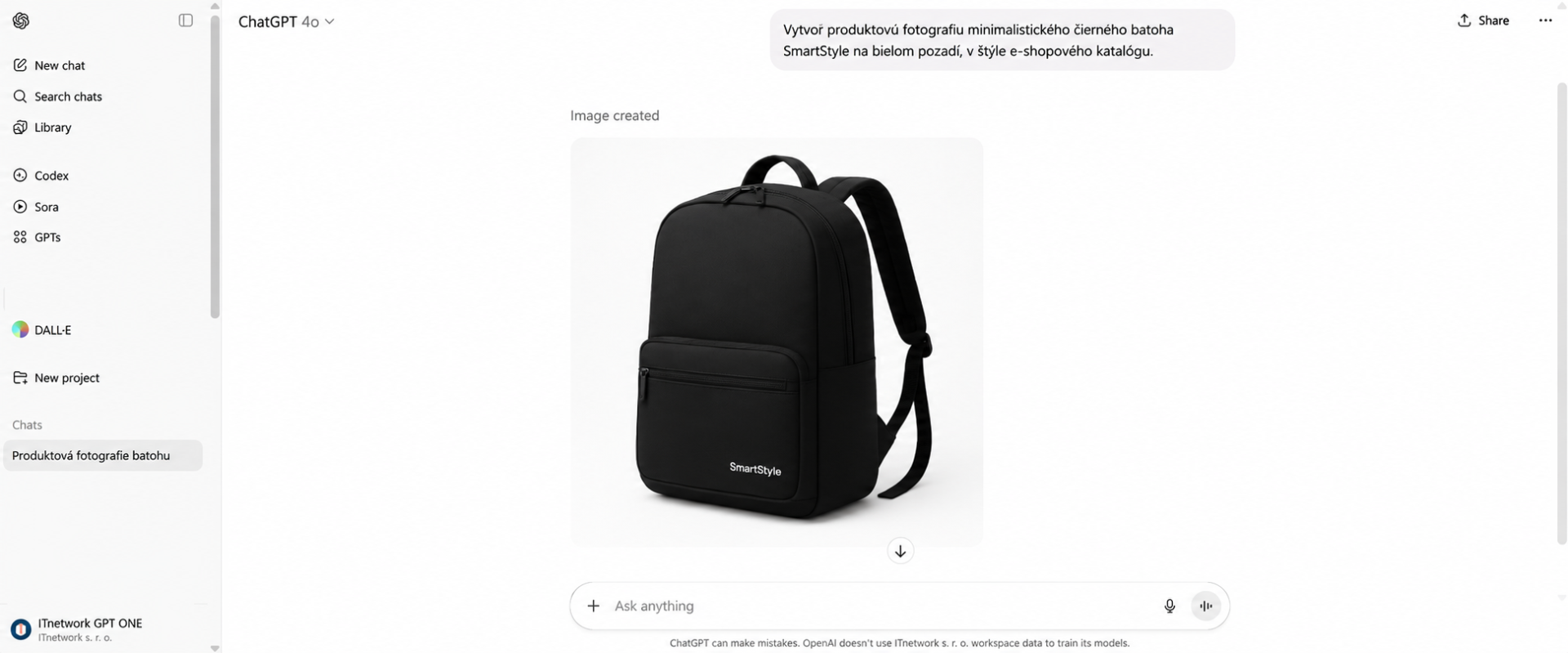 Práca s DALL-E - Projekt e-shop s využitím AI