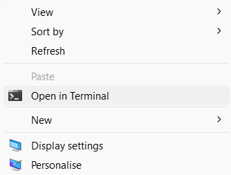 Kontextové menu pre spustenie príkazového riadka - Základy React