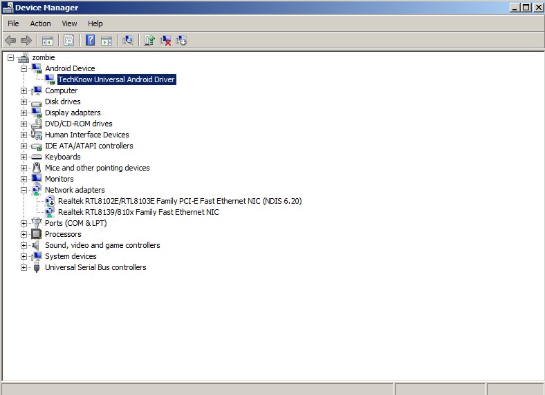 Adb v device manager OK - Programujeme Android hru