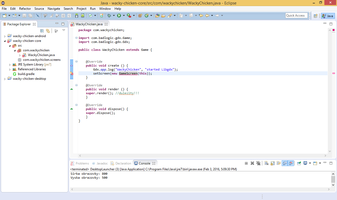 Neexistuje trieda GameScreen - Programujeme Android hru