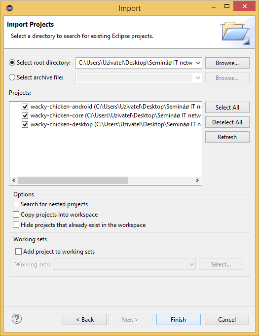 Importovanie „libgdx projektu“ do Eclipse - Programujeme Android hru