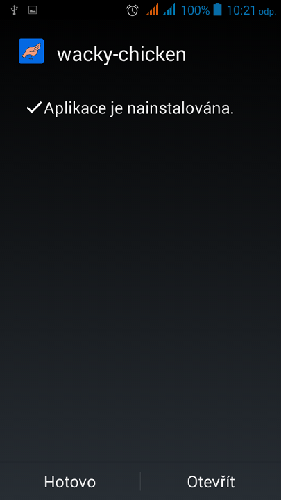 Inštalácia prebehla OK - Programujeme Android hru