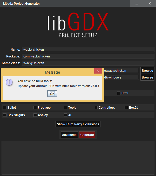 Chýba SDK with build tools 23.0.1 - Programujeme Android hru