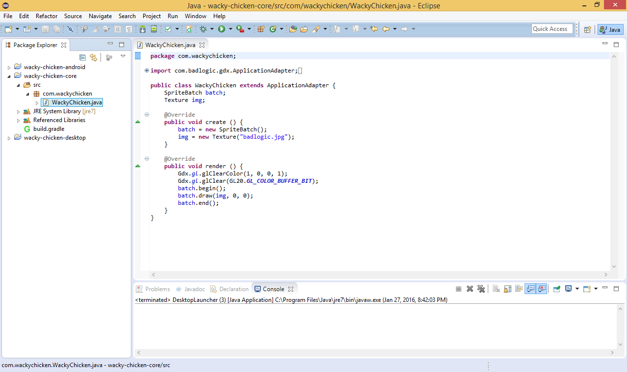 Otvoríme si triedu WackyChicken.java - Programujeme Android hru