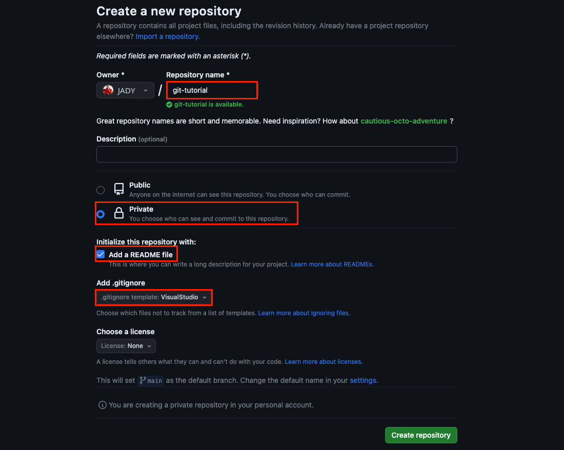 Ďalšie nastavenia nového repozitára - Základná konštrukcia jazyka C# .NET