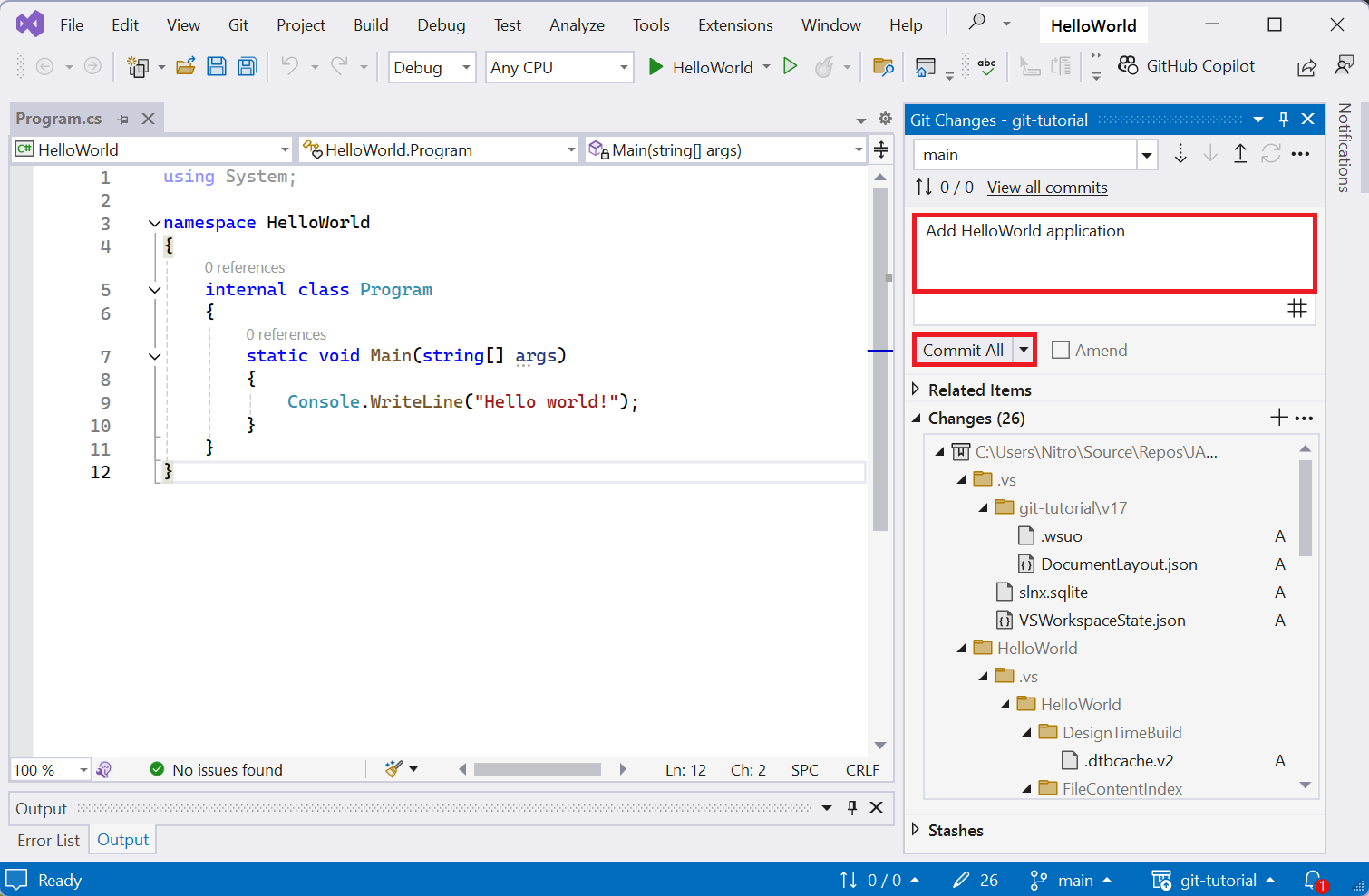 Doplnenie správy a potvrdenie commitu - Základná konštrukcia jazyka C# .NET
