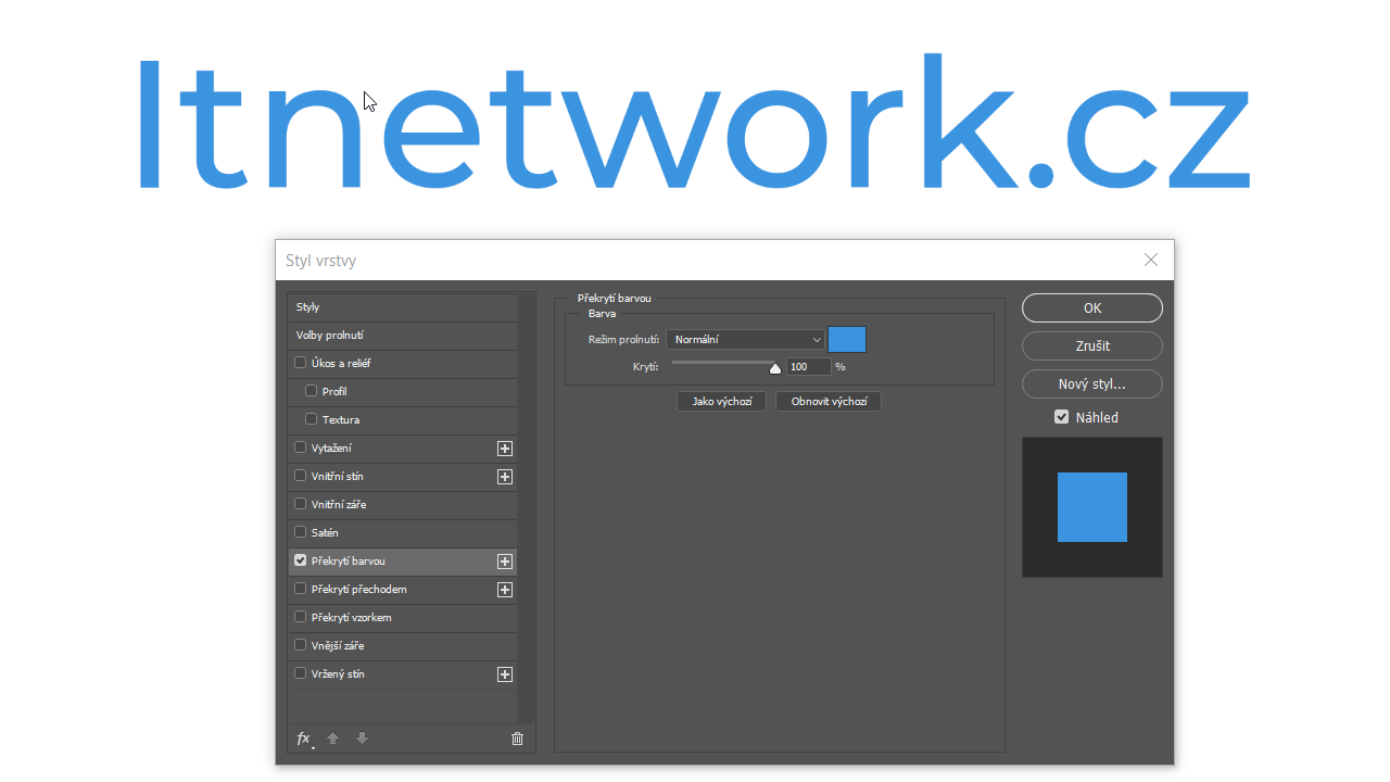 Štýl vrstvy v Adobe Photoshop - Základy Adobe Photoshop