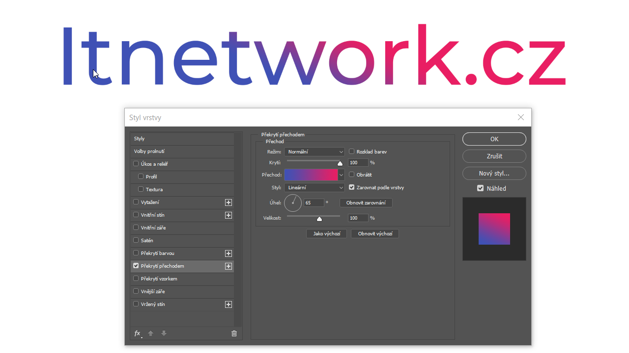 Štýl vrstvy v Adobe Photoshop - Základy Adobe Photoshop