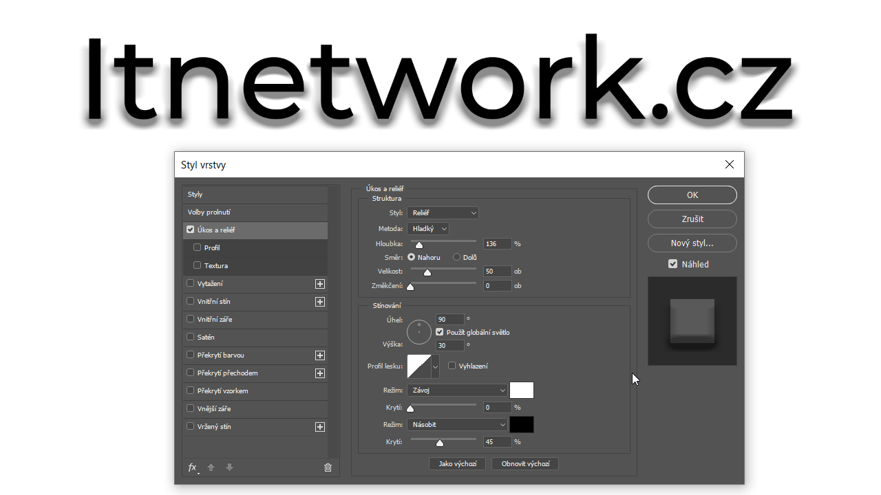 Štýl vrstvy v Adobe Photoshop - Základy Adobe Photoshop