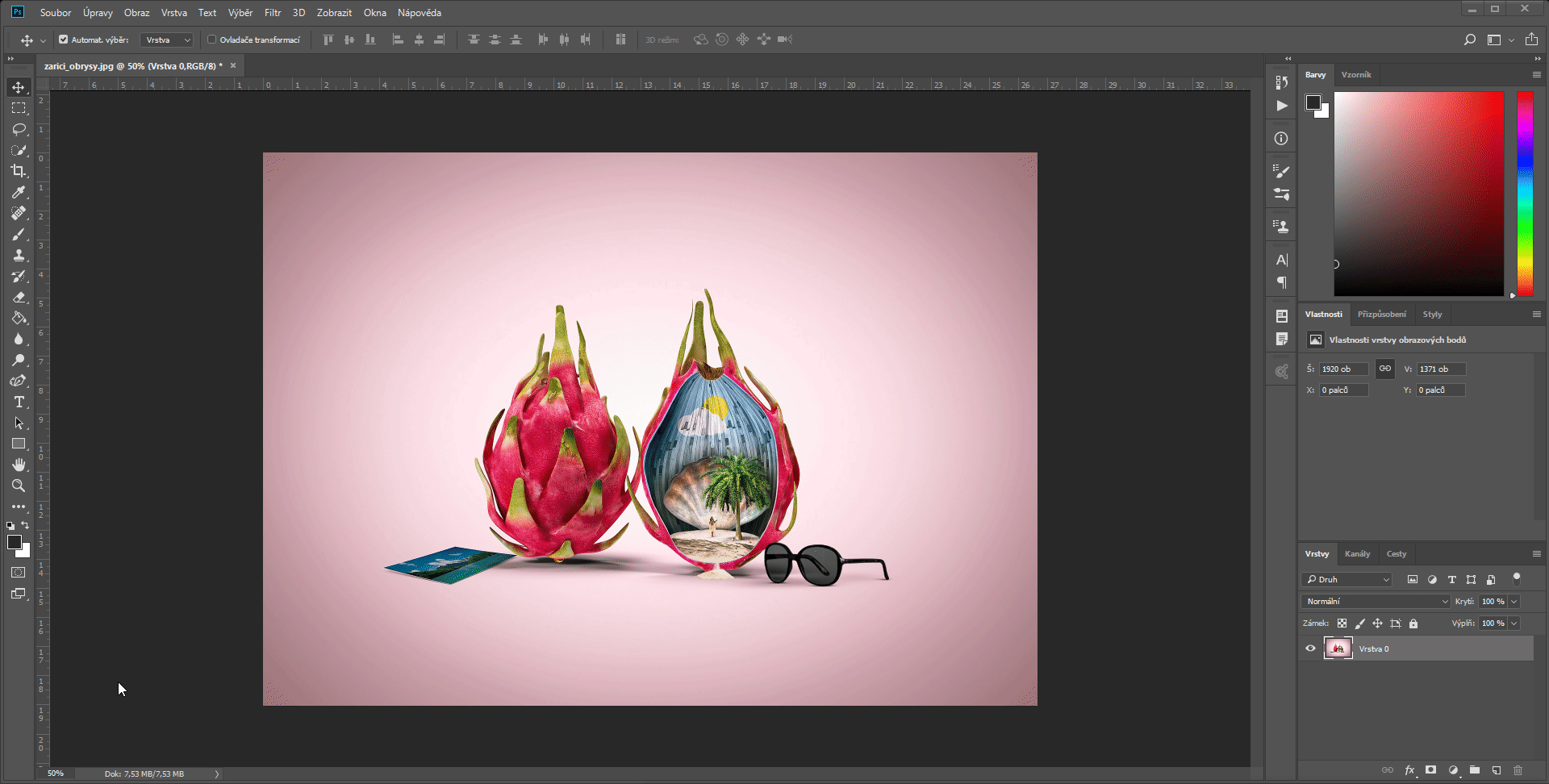 Aplikovanie filtra žiariace obrysy v Adobe Photoshop - Základy Adobe Photoshop