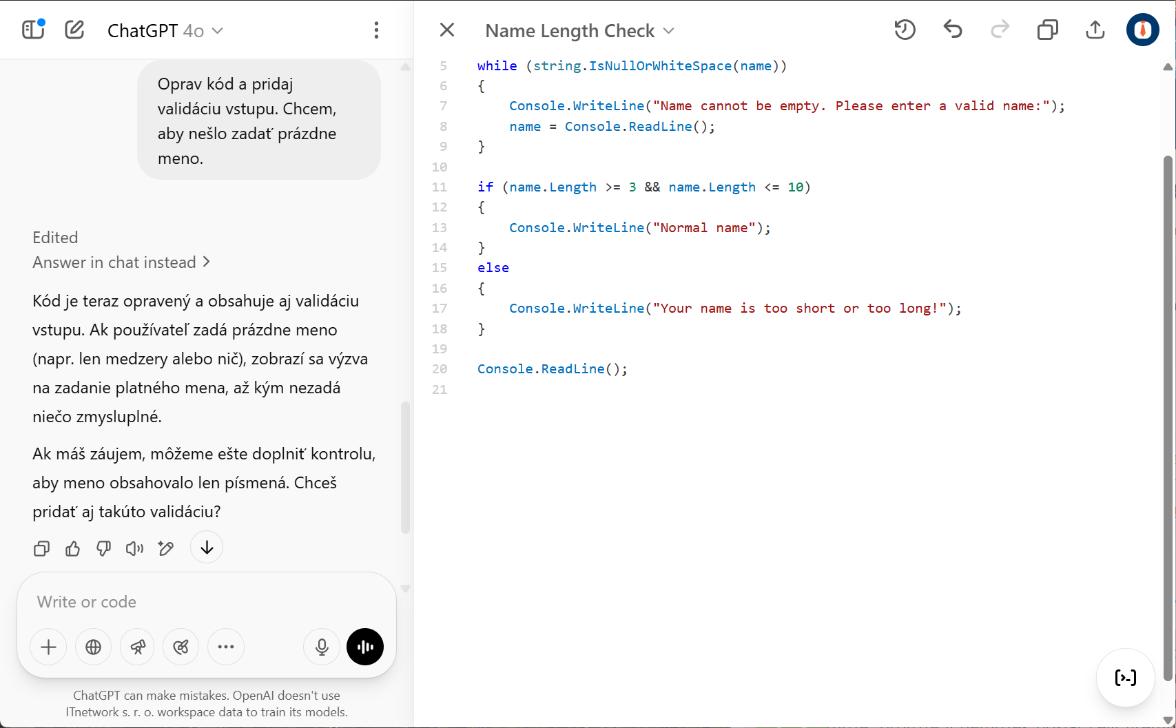 Editácia kódu v Canvase – doplnenie funkcionality - Základná konštrukcia jazyka C# .NET