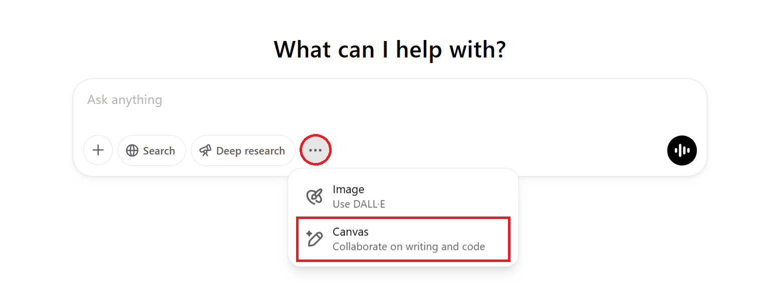Zapnutie Canvasu v ChatGPT - Základné konštrukcie jazyka Python