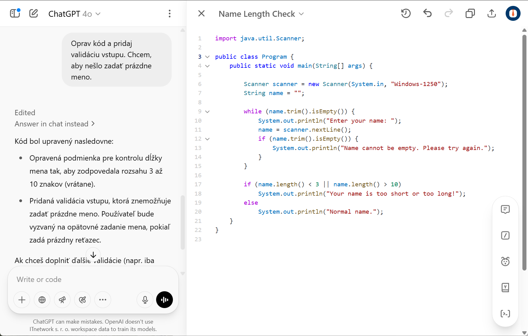 Editácia kódu v Canvas – doplnenie funkcionality - Základné konštrukcie jazyka Java