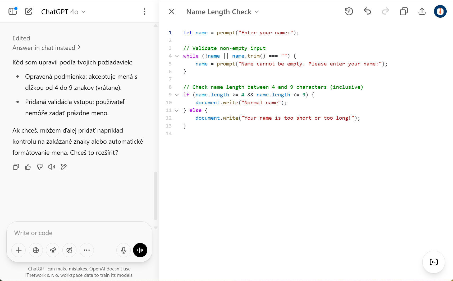 Editácia kódu v Canvase – doplnenie funkcionality - Základné konštrukcie jazyka JavaScript