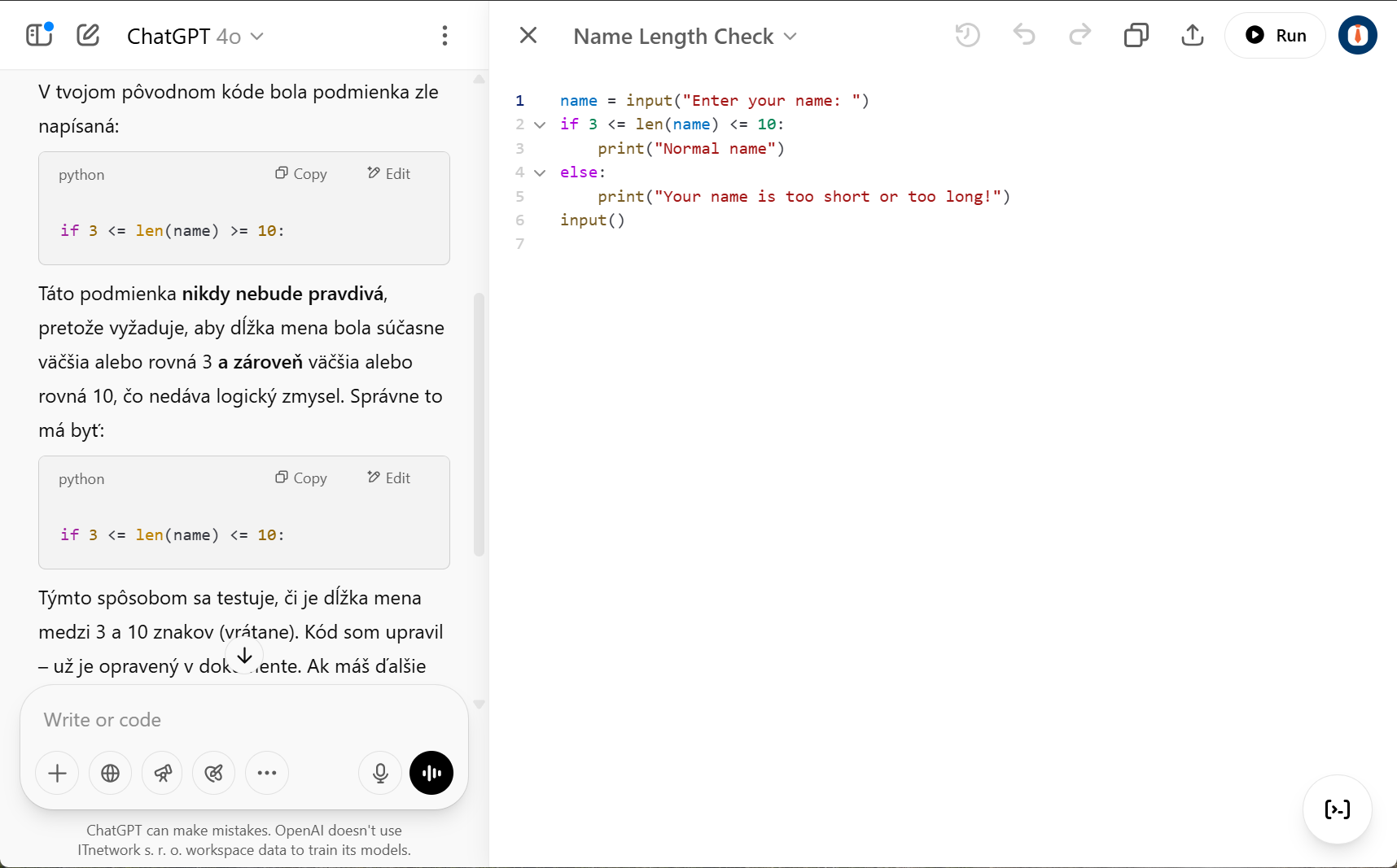 Editácia kódu v Canvase - Základné konštrukcie jazyka Python