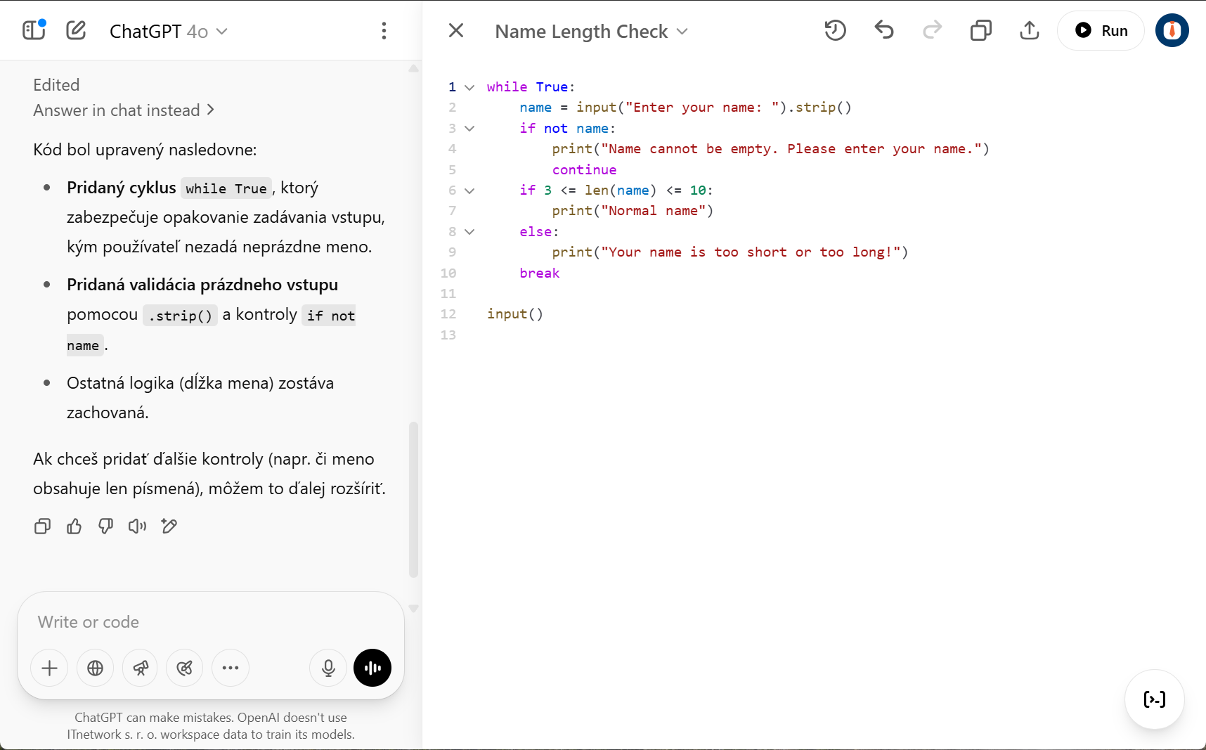 Editácia kódu v Canvase – doplnenie funkcionality - Základné konštrukcie jazyka Python