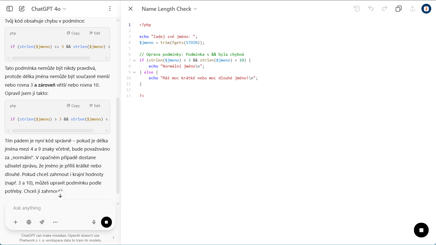Editácia kódu v Canvase - Základné konštrukcie jazyka PHP - Základné konštrukcie jazyka PHP
