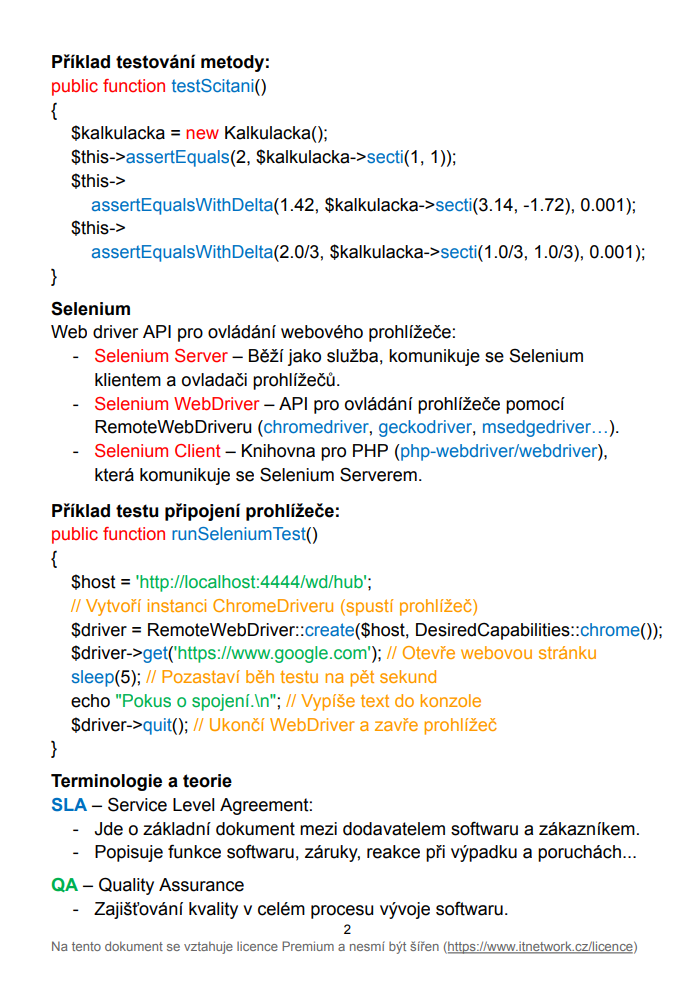 Testovanie v PHP - Testovanie v PHP