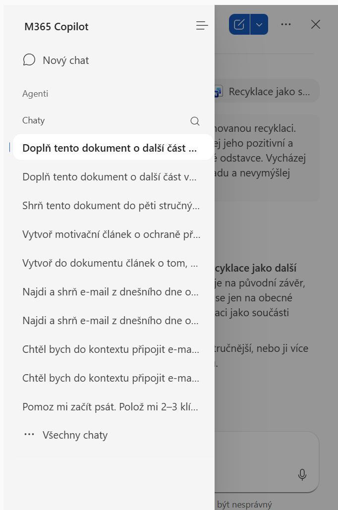 História chatov v Copilote - Základy Microsoft Word - Základy Microsoft Word