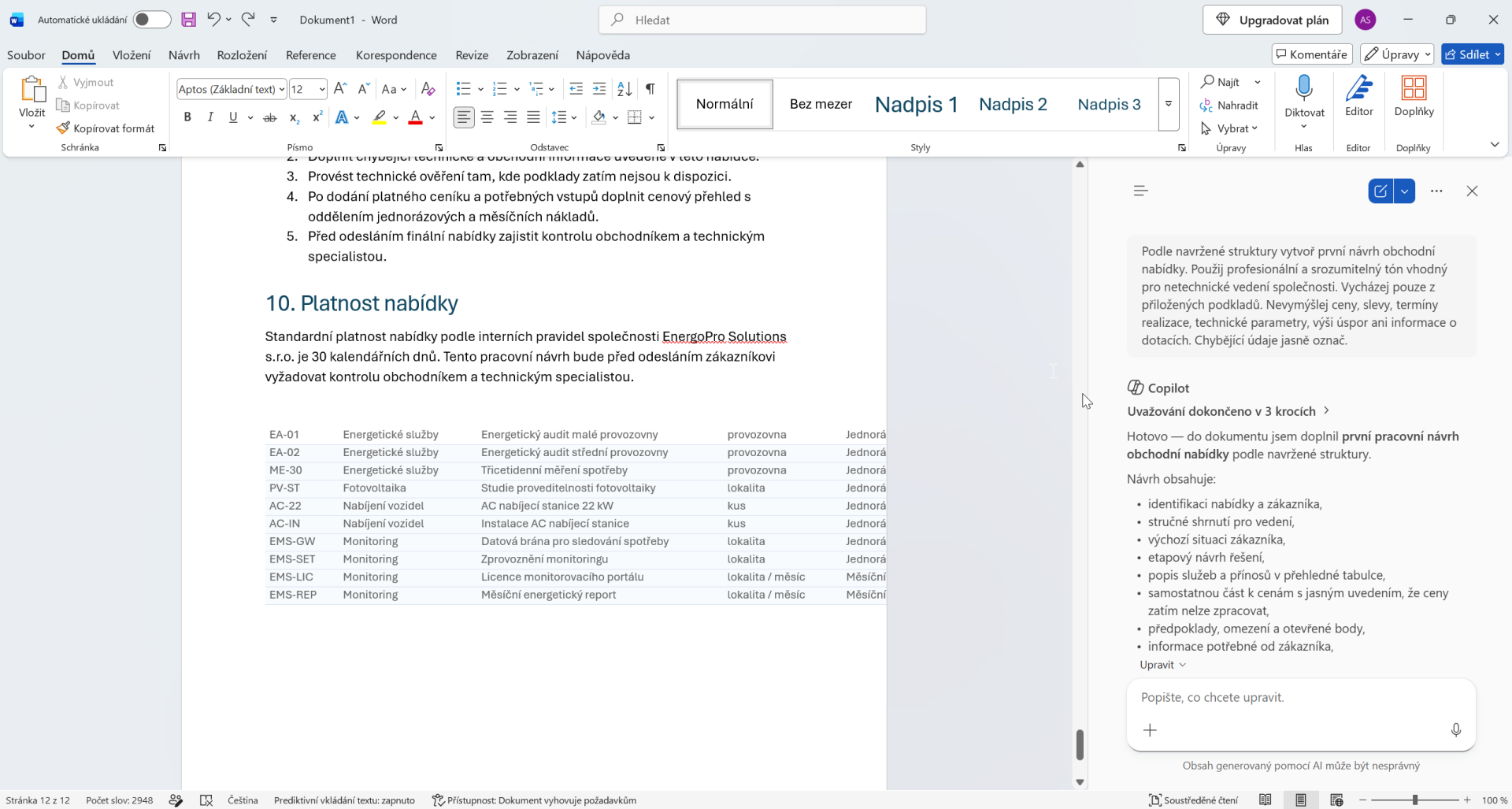 Výber relevantných položiek z cenníka v Microsoft Exceli - Základy Microsoft Word - Základy Microsoft Word