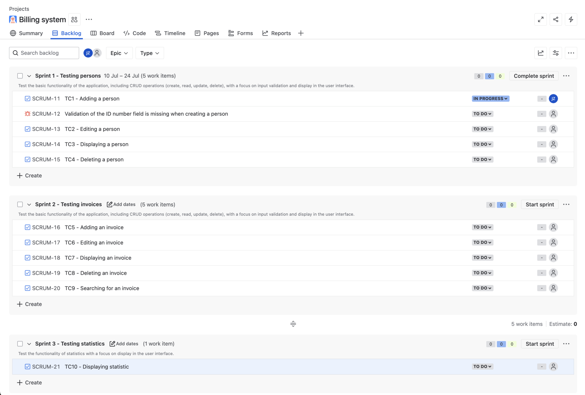 Rozdelenie testovacích prípadov do šprintov - Praktické testovanie projektov - Automatizované testovanie