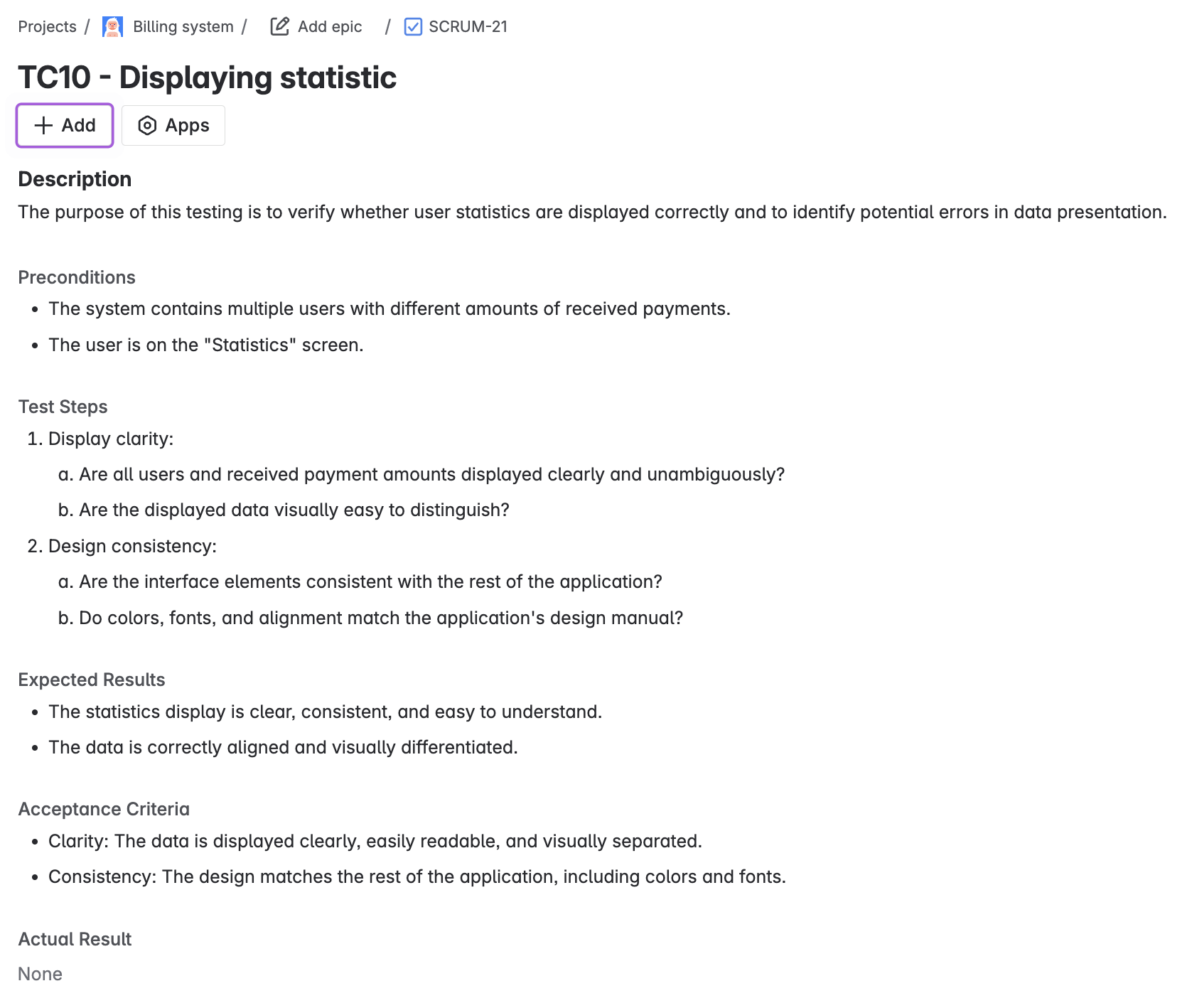 TC10 – Displaying statistics - Praktické testovanie projektov - Manuálne testovanie
