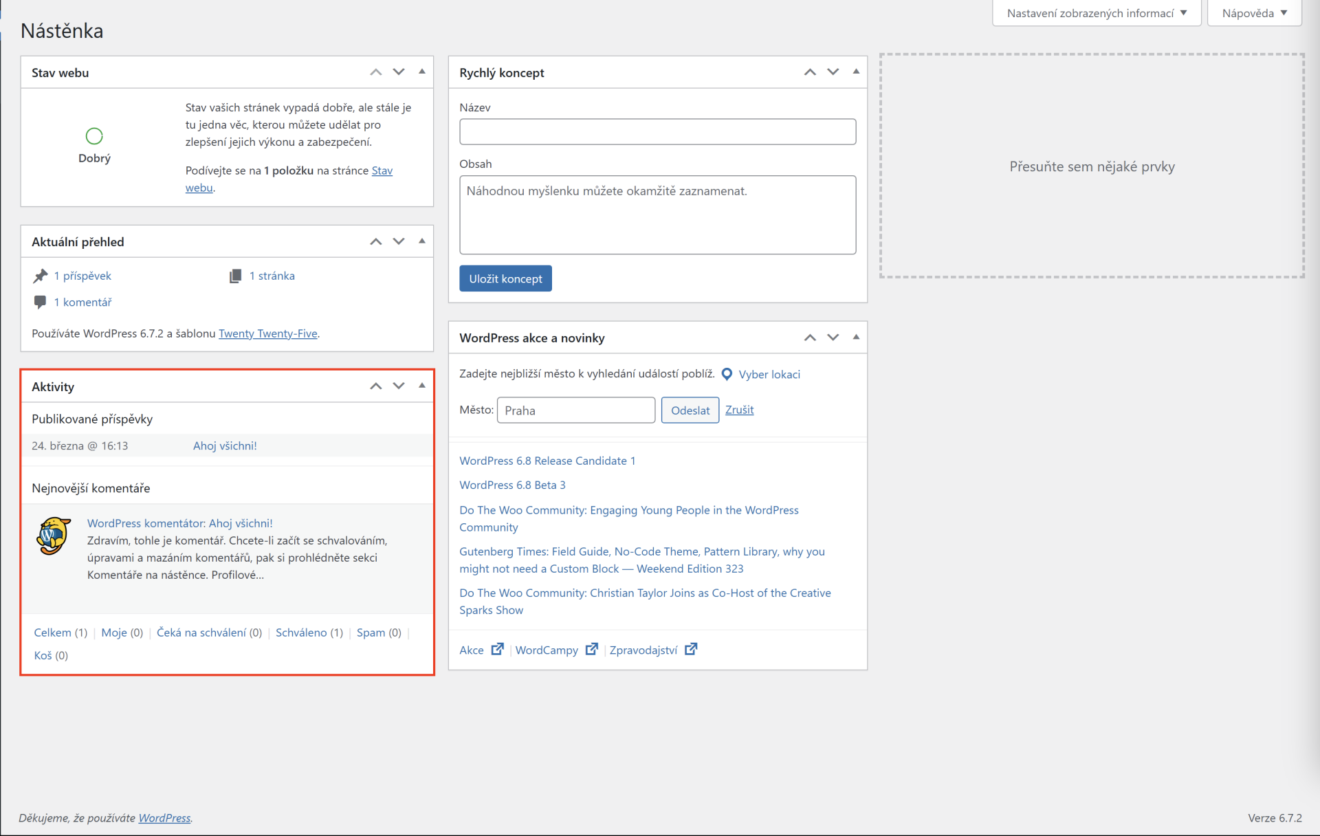 Nástenka – aktivity - WordPress - Základy - WordPress - Základy