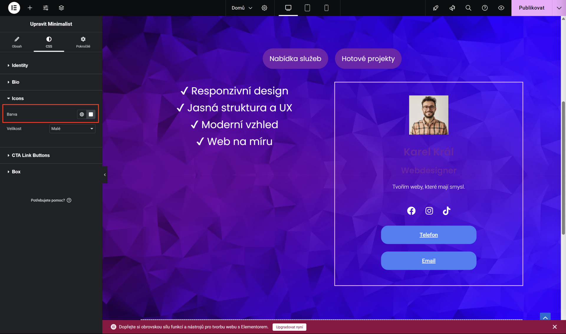 Nastavenie farby ikon. - WordPress - Základy - WordPress - Základy