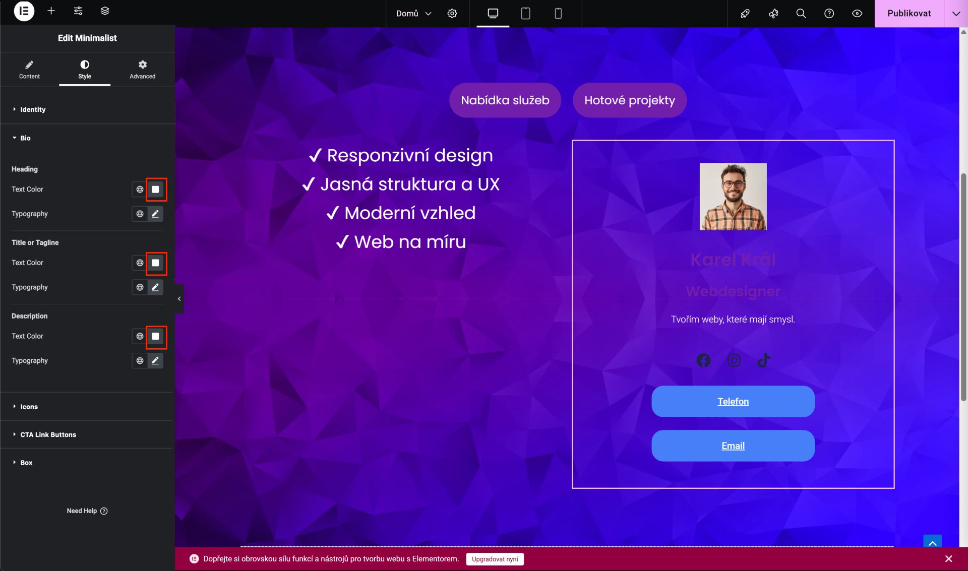 Nastavenie farby textu. - WordPress - Základy - WordPress - Základy