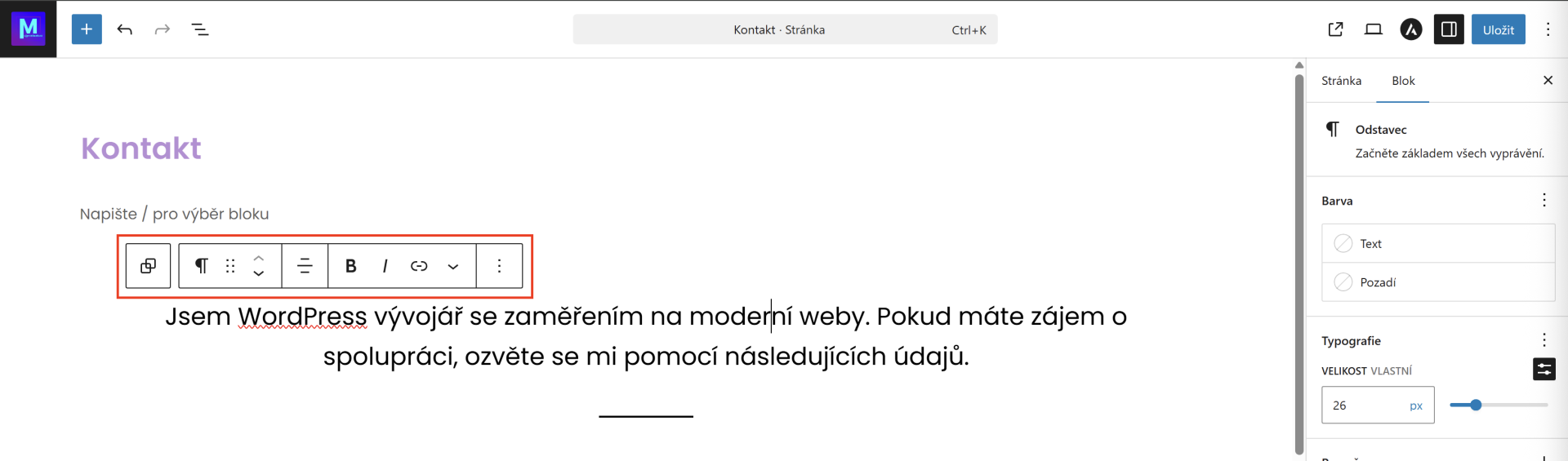 Ďalšie možnosti nastavenia prvkov. - WordPress - Základy - WordPress - Základy