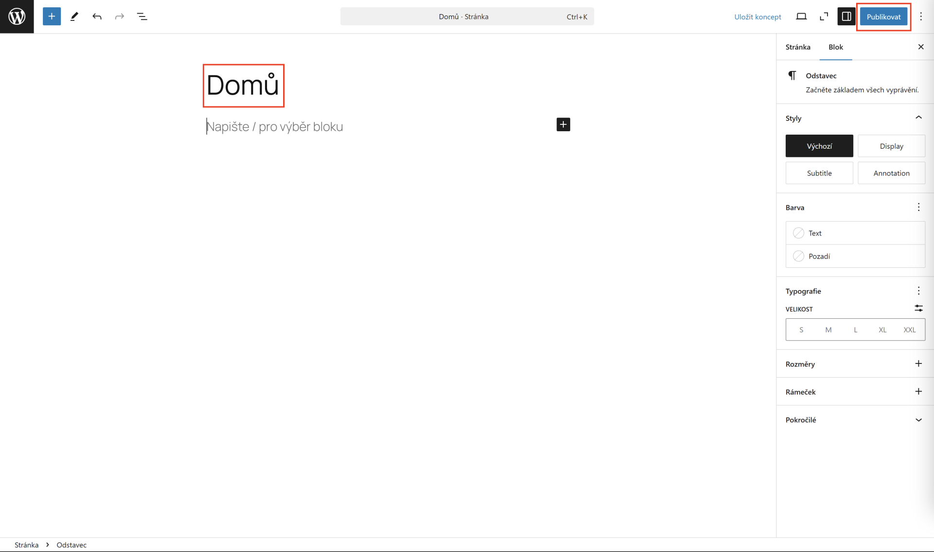 Vytvorenie domovskej stránky - WordPress - Základy - WordPress - Základy