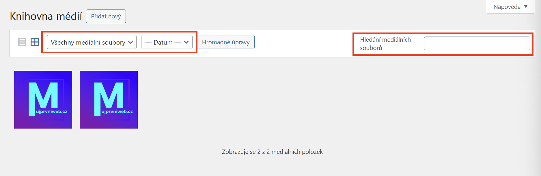 Filtrovanie a vyhľadávanie súborov. - WordPress - Základy - WordPress - Základy