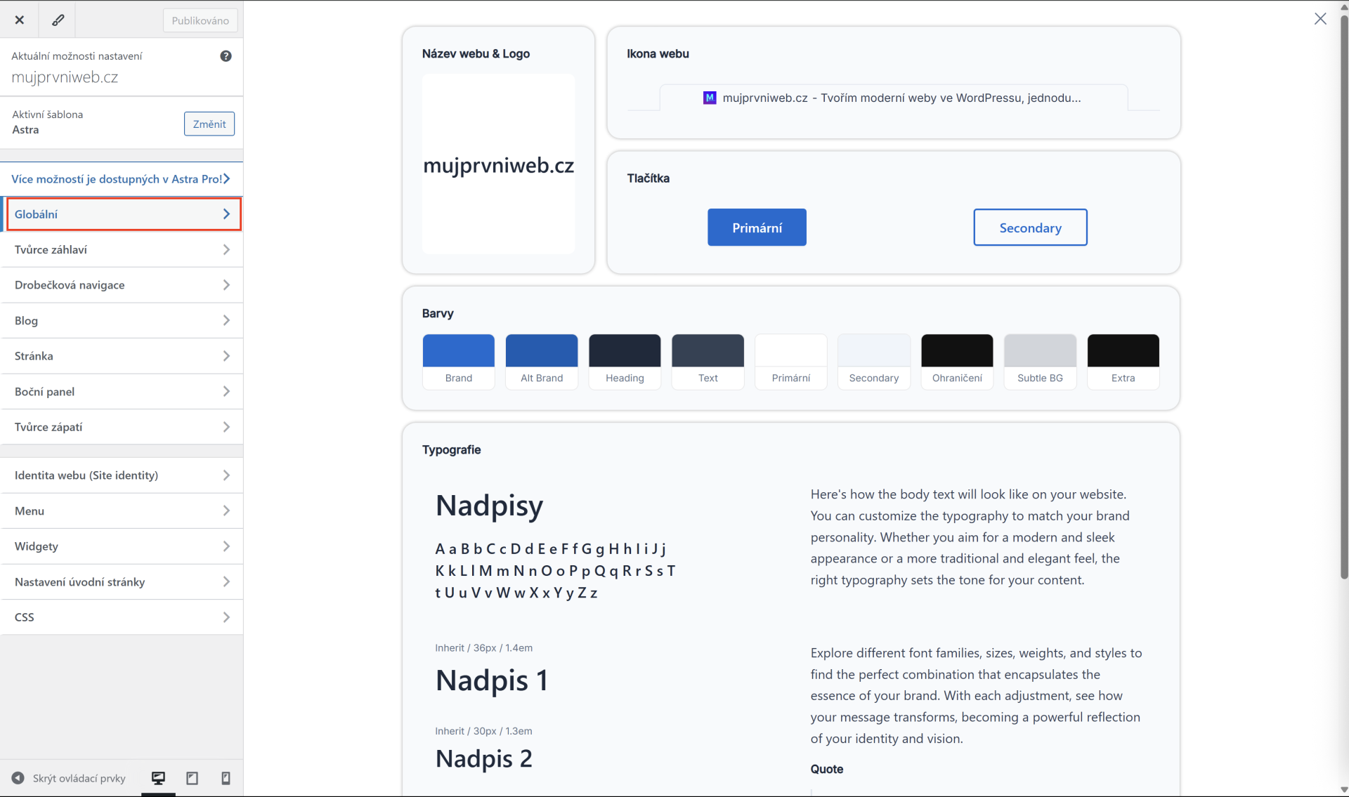 Globálne nastavenia. - WordPress - Základy - WordPress - Základy