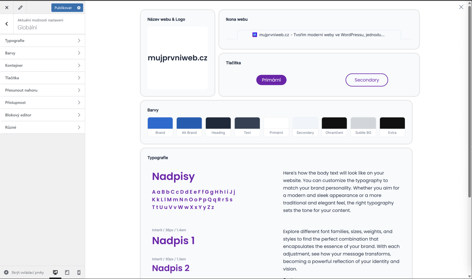 Globálne nastavenia. - WordPress - Základy - WordPress - Základy